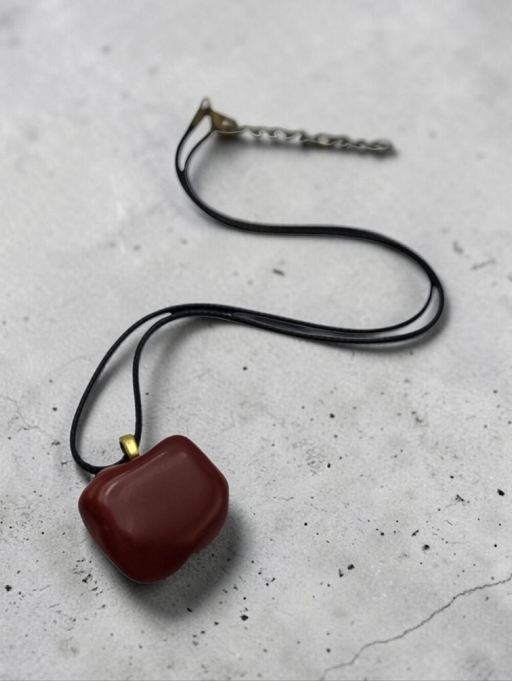 Handmade Red Jasper Stone Pendant Necklace with Black Cord for Everyday Wear - Picture 1 of 4